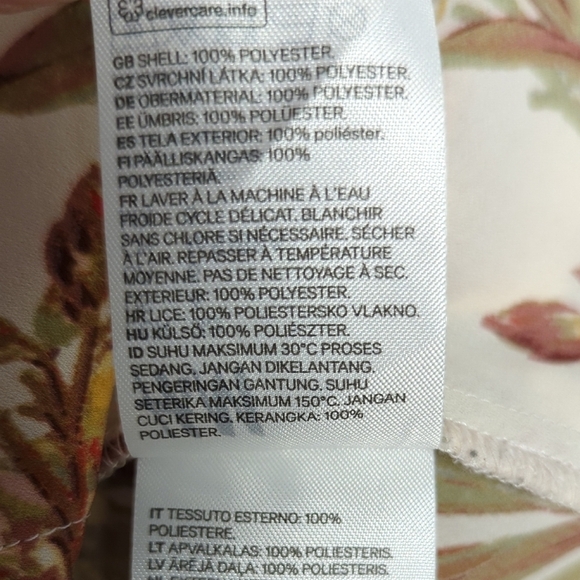 H&M Floral Button Down Shirt Cream Pink 6 chiffon bohemian preppy Business casua - Picture 6 of 6